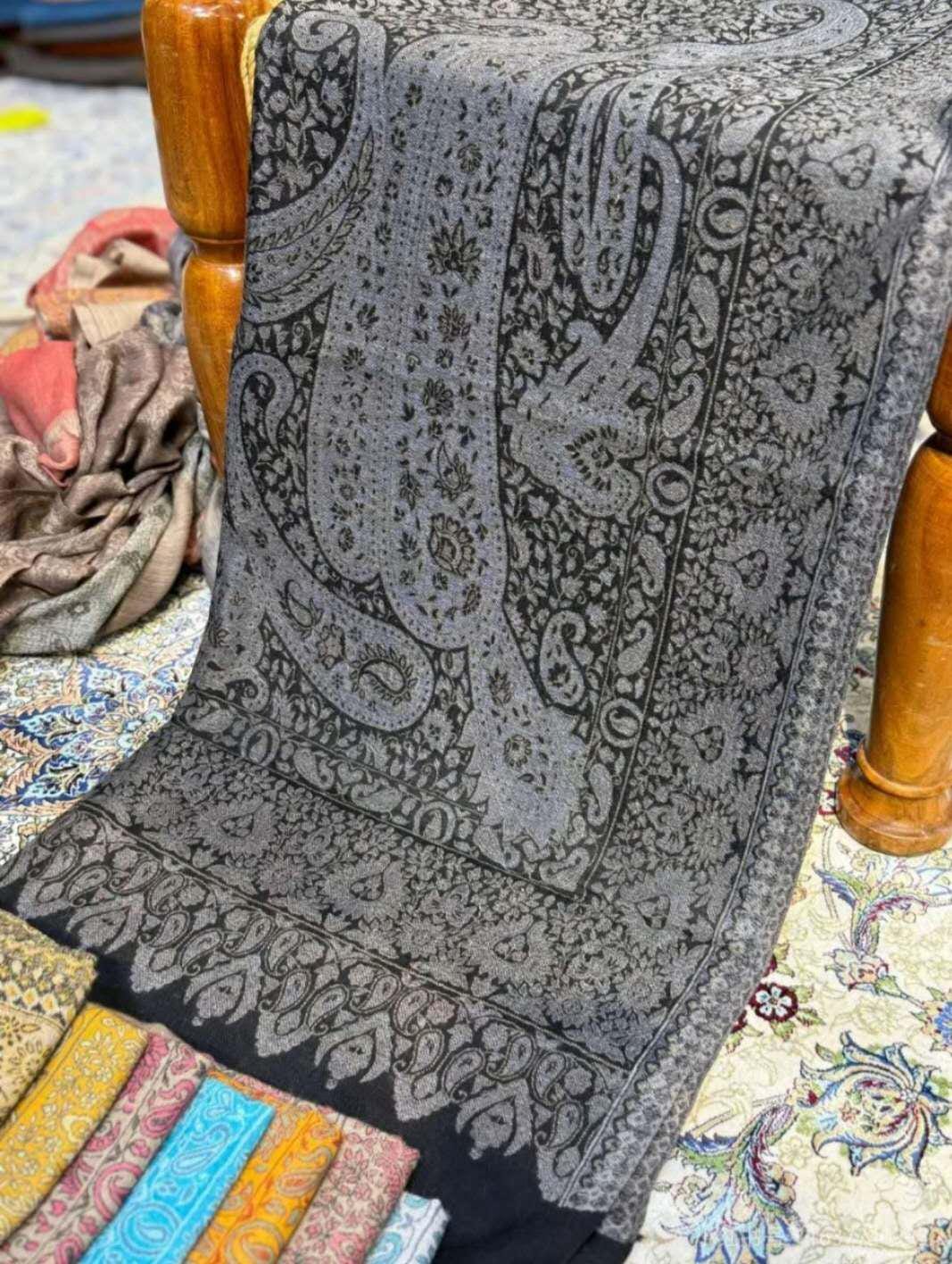 Natural pure cashmere Kani with classic weaving embroidery 100% pure Himalayan cashmere Perfect gifting idea