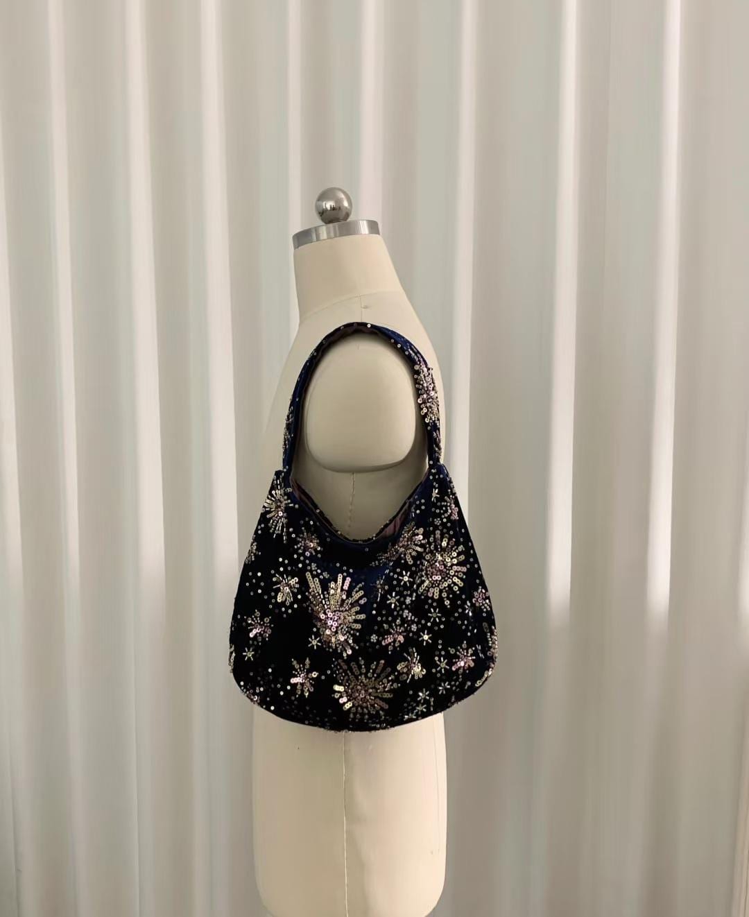 Velvet Blue Handmade Shoulder bag Banquet Bag Party Bag Wedding Bag| Dusty Rose