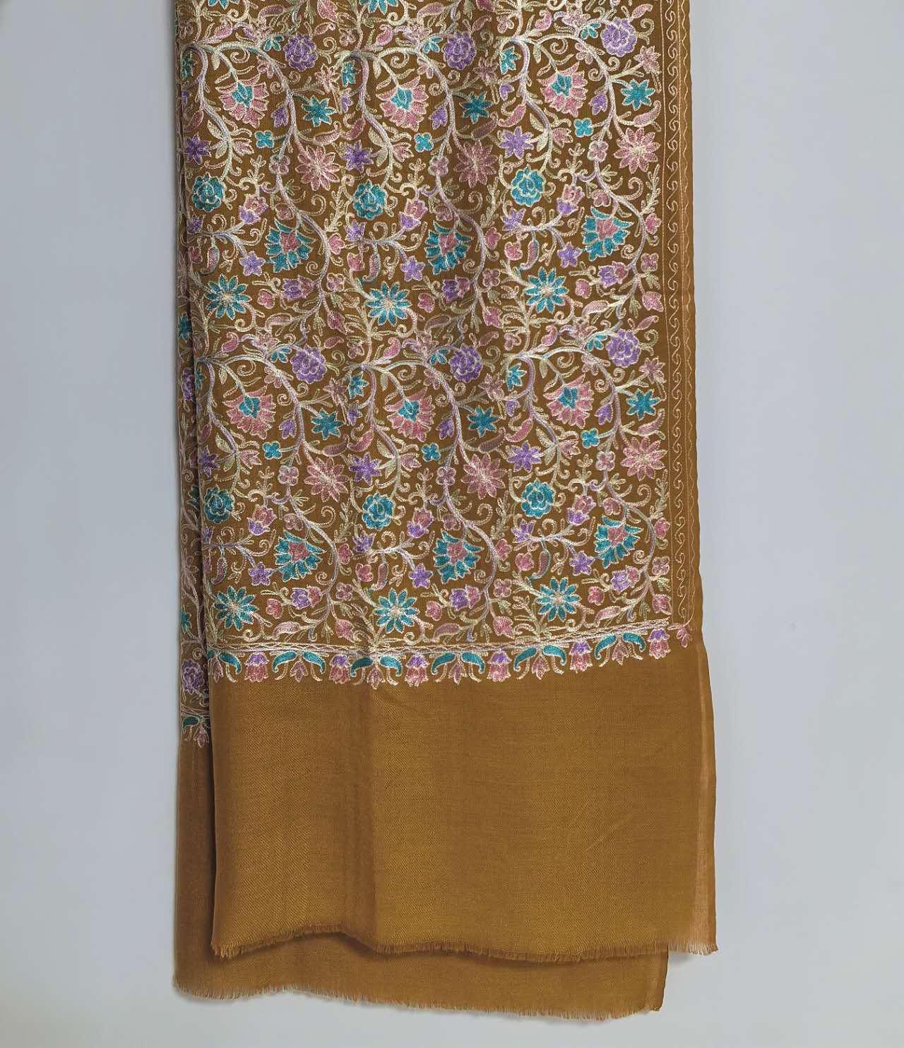 Timeless aesthetics handmade scarf 100% pure cashmere scarf with stichwork embroidery Ethical luxury sustainable gift for women