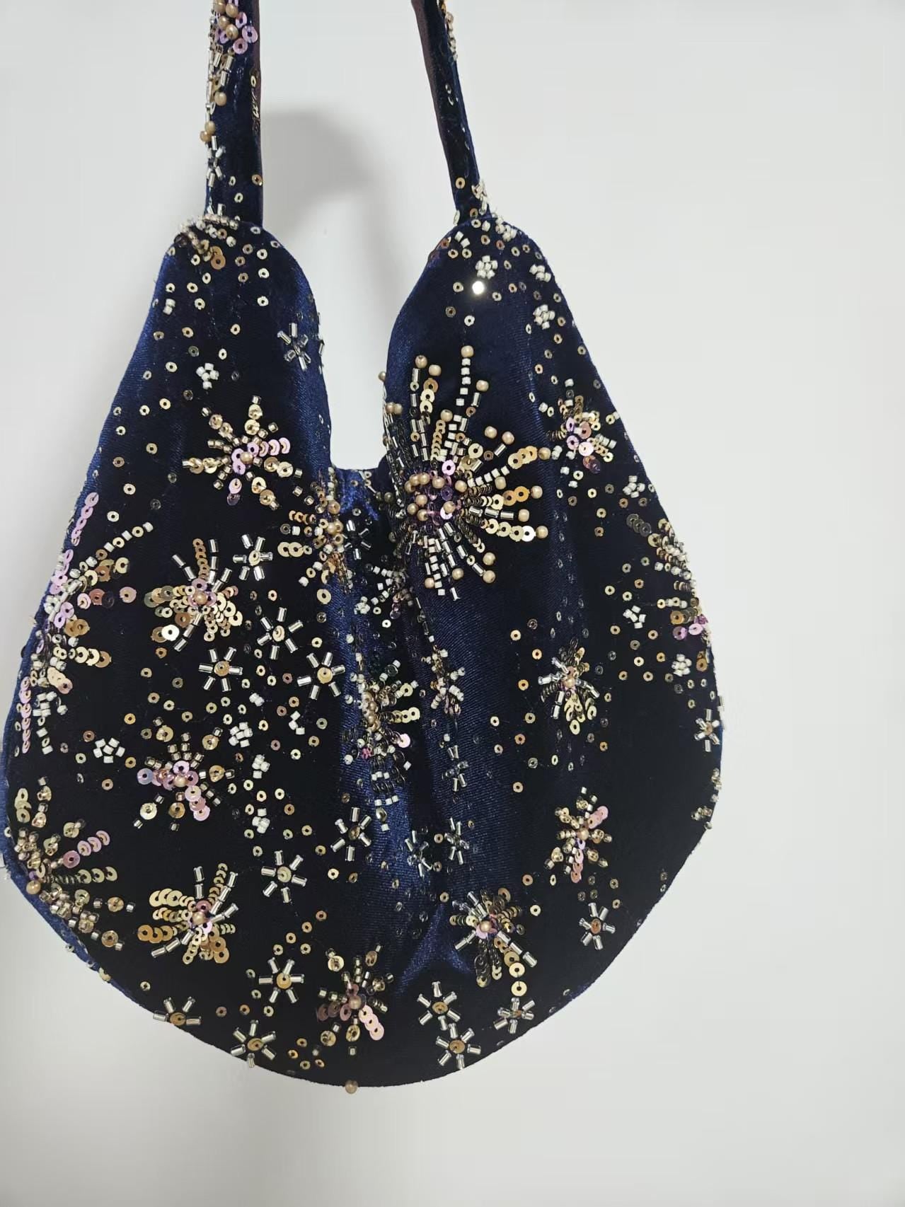 Velvet Blue Handmade Shoulder bag Banquet Bag Party Bag Wedding Bag| Dusty Rose