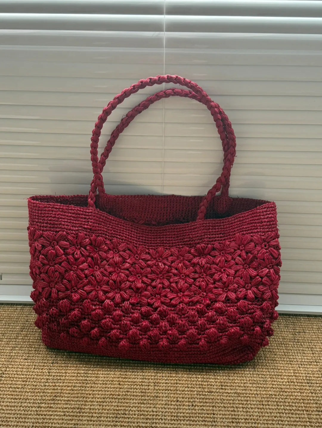 【051】Large Raffia Tote Bag - Handmade Summer Shoulder Bag - Vacation Tote Gift for Her
