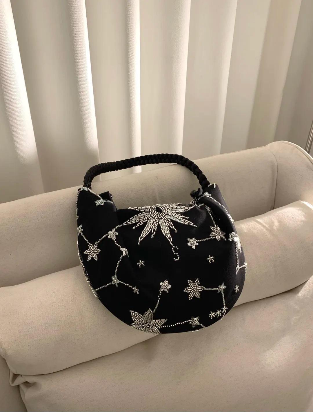 【003】Constellation Crescent Beaded Shoulder Bag