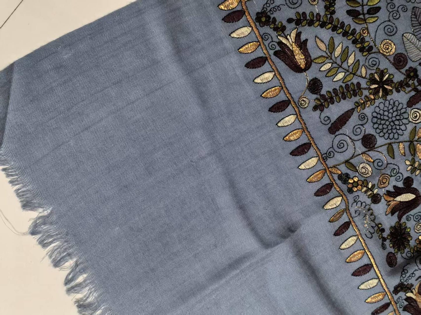 Timeless aesthetics natural pure cashmere scarf with stichwork embroidery Perfect artisan gift for birthday/wedding/graduation/anniversary