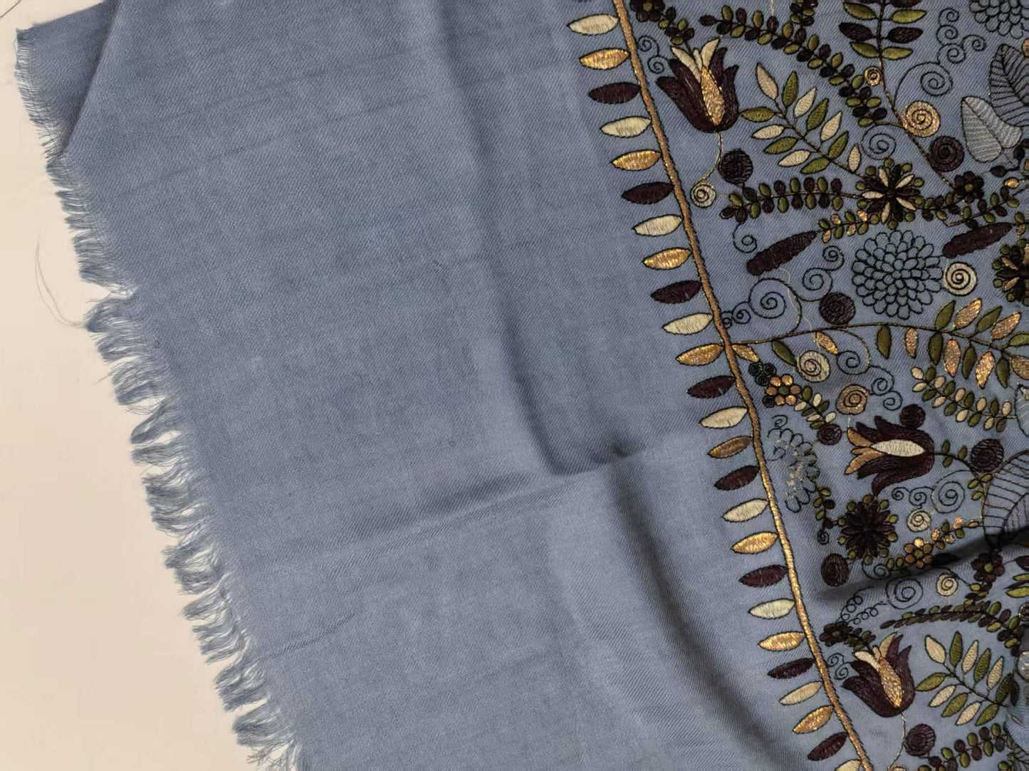 Timeless aesthetics natural pure cashmere scarf with stichwork embroidery Perfect artisan gift for birthday/wedding/graduation/anniversary