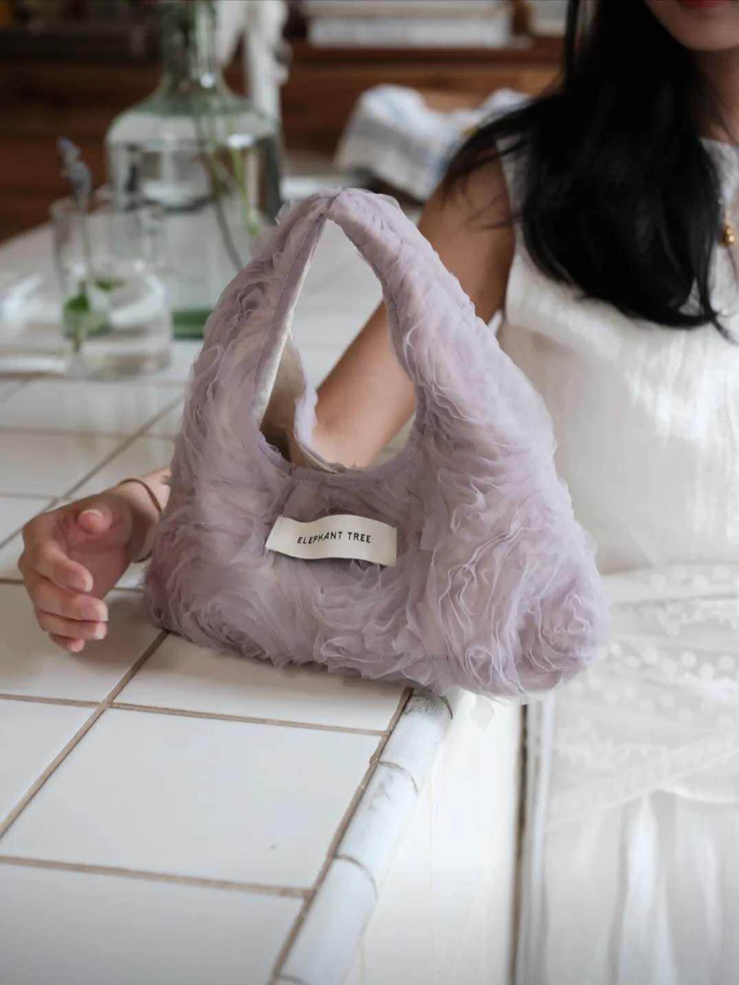 【043】Mauve Rose Tulle Handbag – Romantic Wristlet