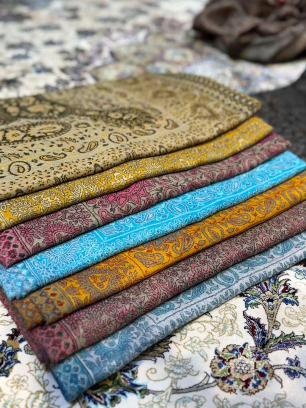 Natural pure cashmere Kani with classic weaving embroidery 100% pure Himalayan cashmere Perfect gifting idea