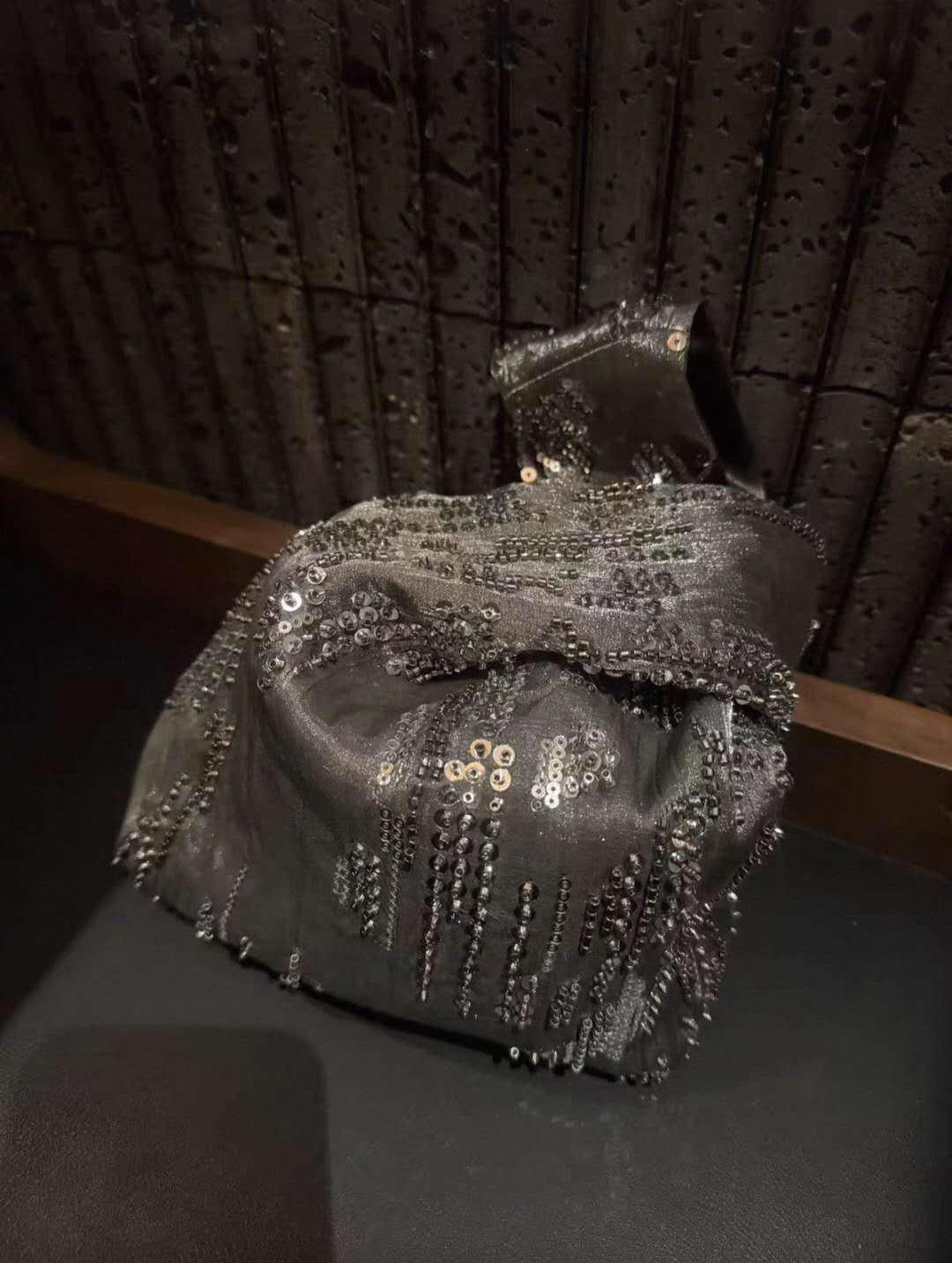 【029】Silver Sequin Beaded Evening Bag – Handmade Clutch purse Party bag