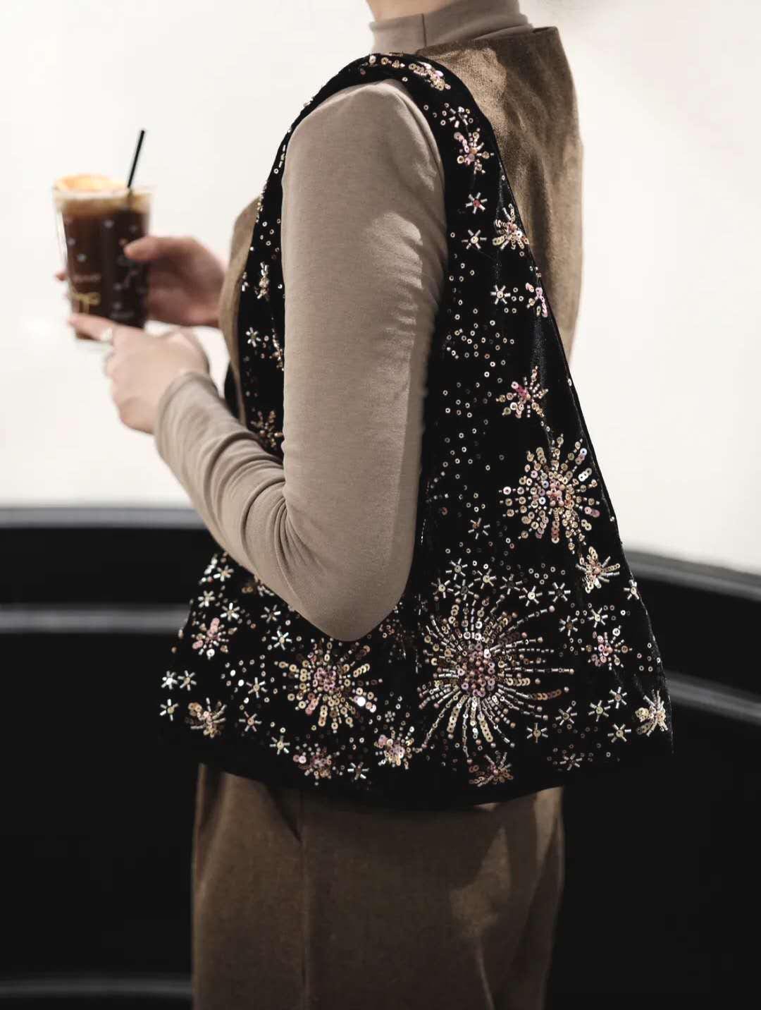 【012】Firework Velvet Beaded Hobo Bag – Shoulder Bag