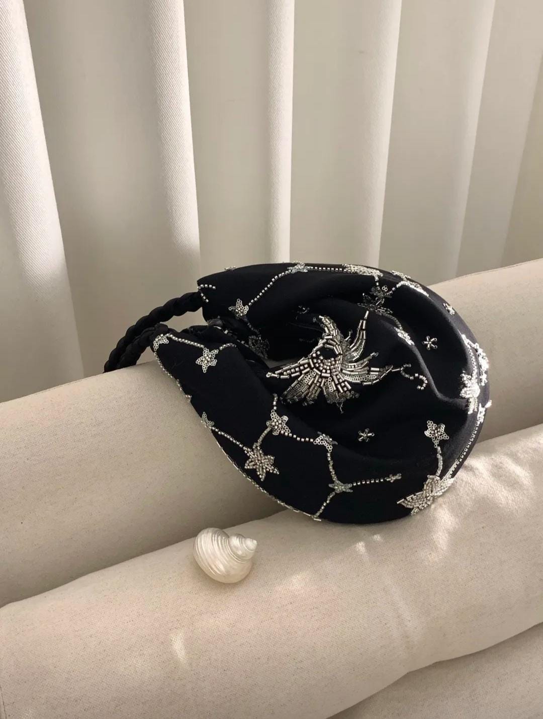 【003】Constellation Crescent Beaded Shoulder Bag