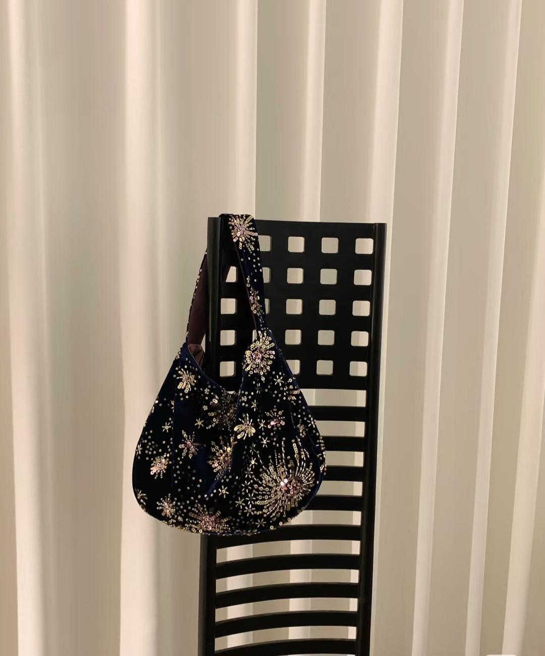 Velvet Blue Handmade Shoulder bag Banquet Bag Party Bag Wedding Bag| Dusty Rose