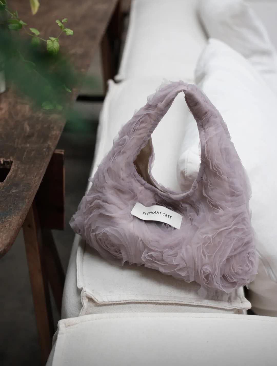 【043】Mauve Rose Tulle Handbag – Romantic Wristlet