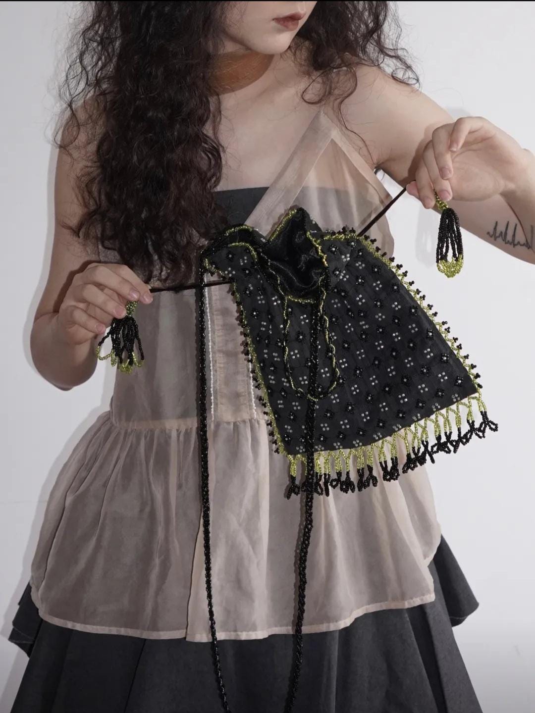 【028】Vintage-Inspired Hand-Beaded Crossbody & Handbag