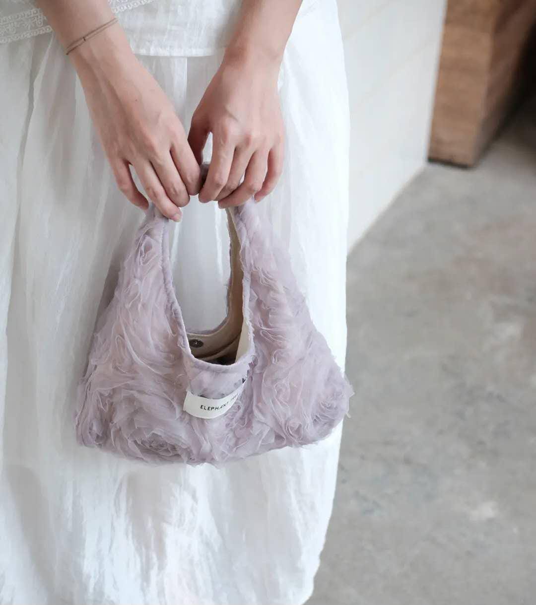 【043】Mauve Rose Tulle Handbag – Romantic Wristlet