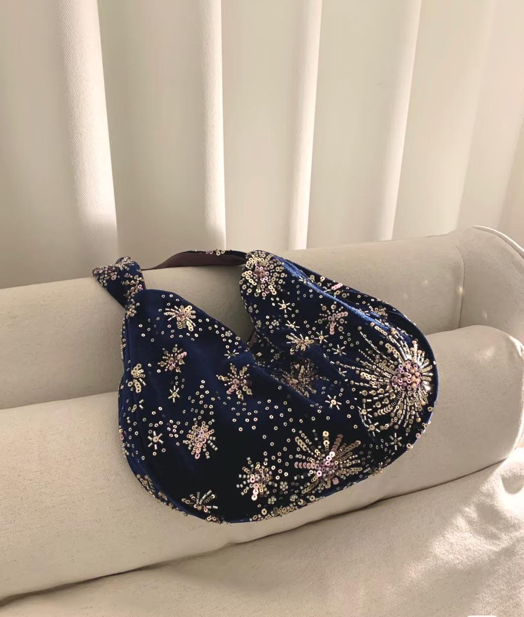 Velvet Blue Handmade Shoulder bag Banquet Bag Party Bag Wedding Bag| Dusty Rose