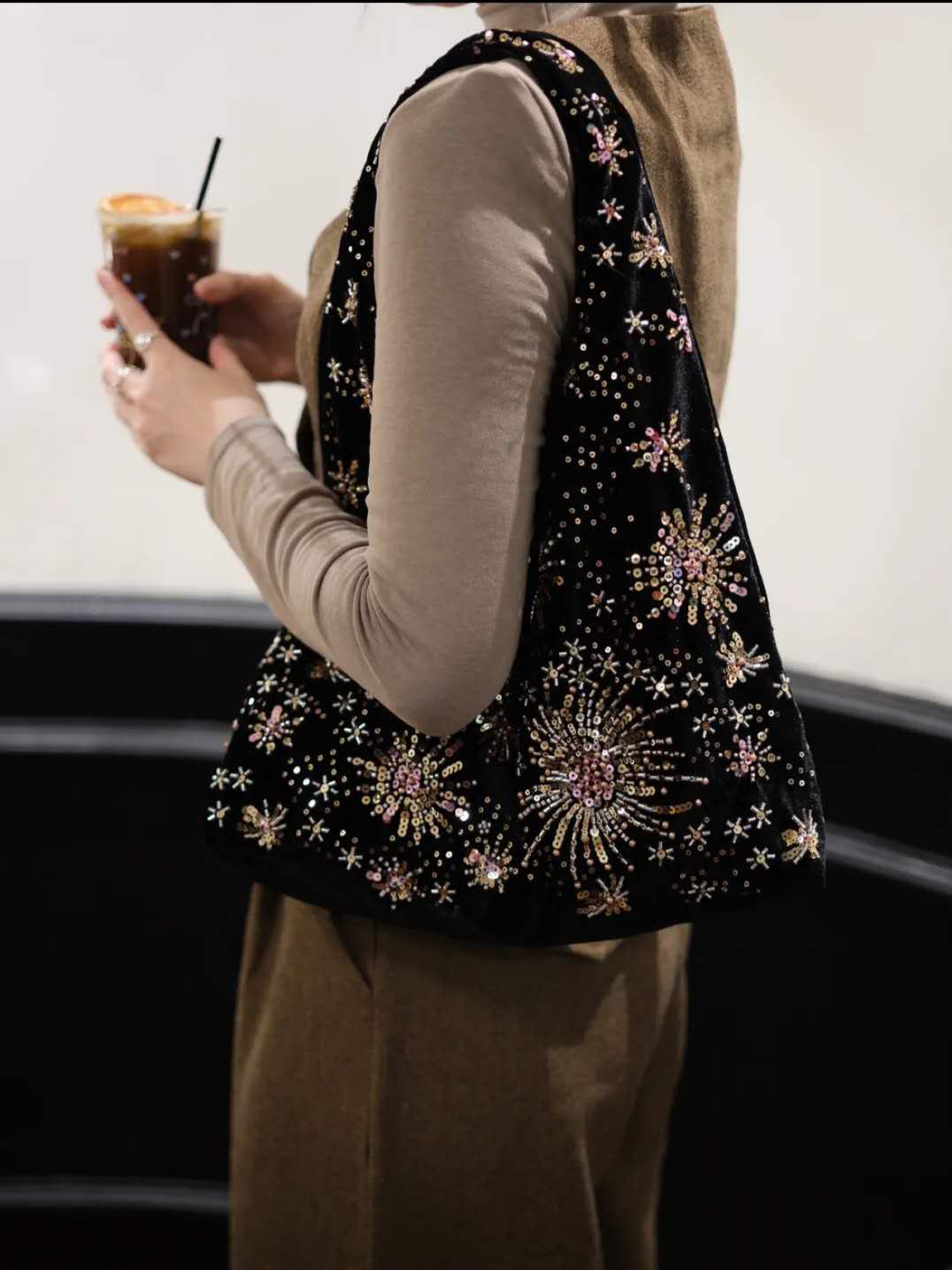 【012】Firework Velvet Beaded Hobo Bag – Shoulder Bag