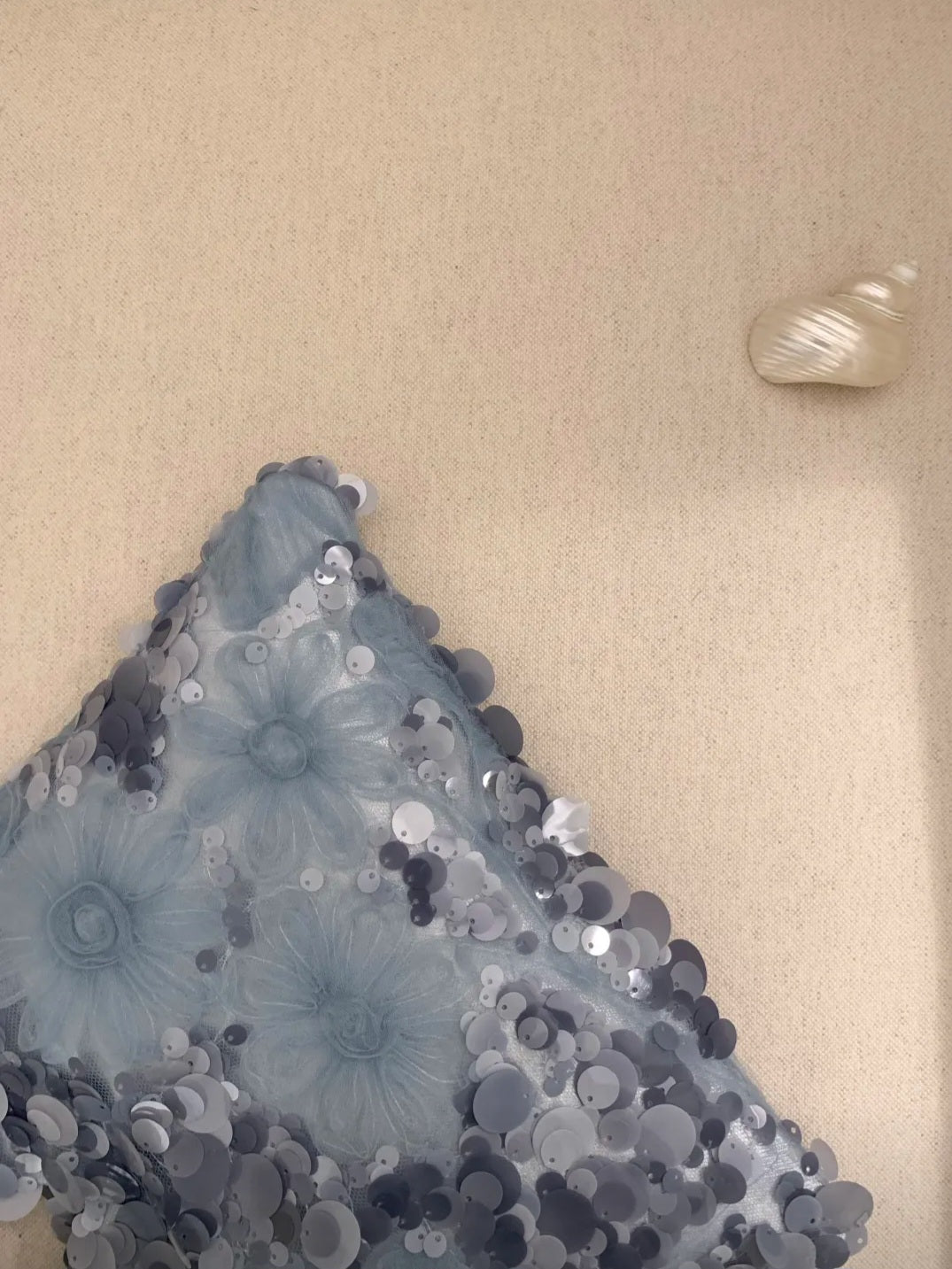【048】Blue Sequin Floral Handbag - Elegant Evening Bag - CHECK SIZE ATTACHED