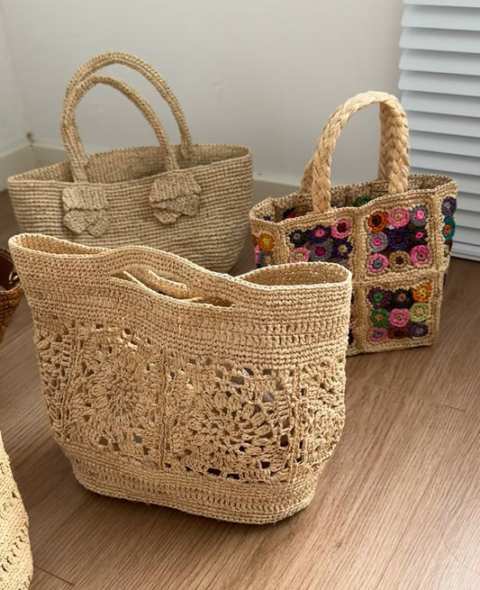【049】Handwoven Raffia Straw Bag- Summer Beach Tote