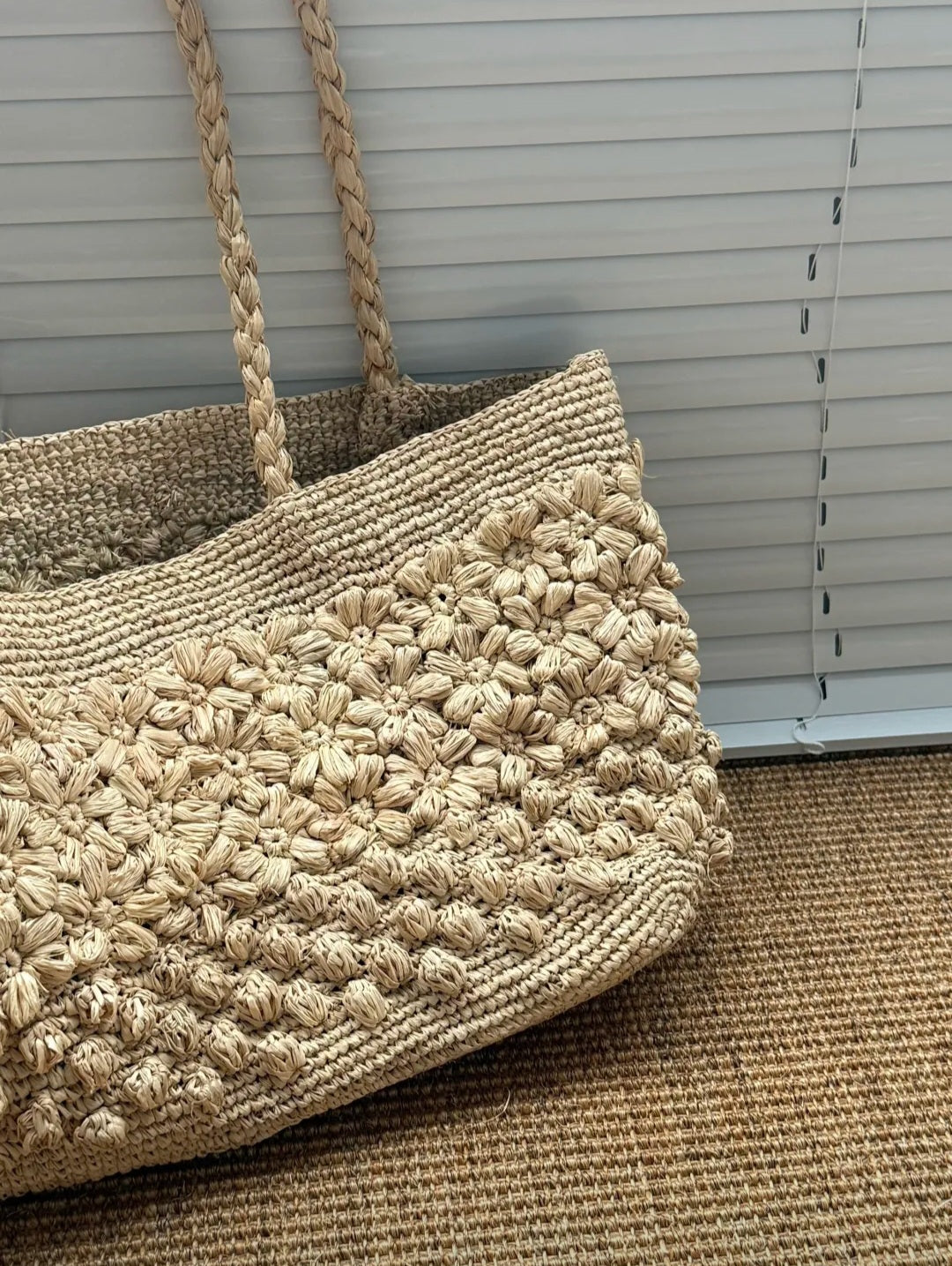 【051】Large Raffia Tote Bag - Handmade Summer Shoulder Bag - Vacation Tote Gift for Her