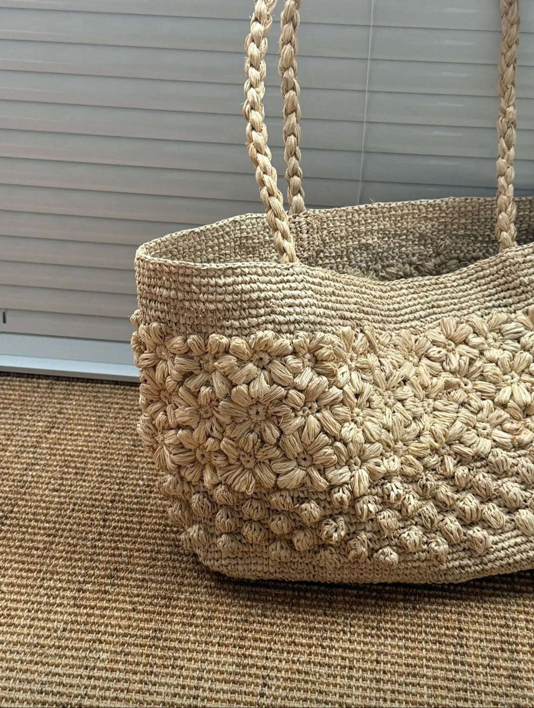 【051】Large Raffia Tote Bag - Handmade Summer Shoulder Bag - Vacation Tote Gift for Her