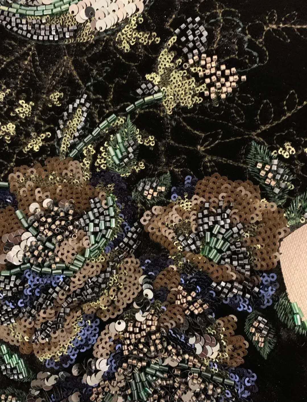 【001】Limited Edition – Floral Sequin Embroidered Velvet Handbag -CHECK SIZE ATTACHED