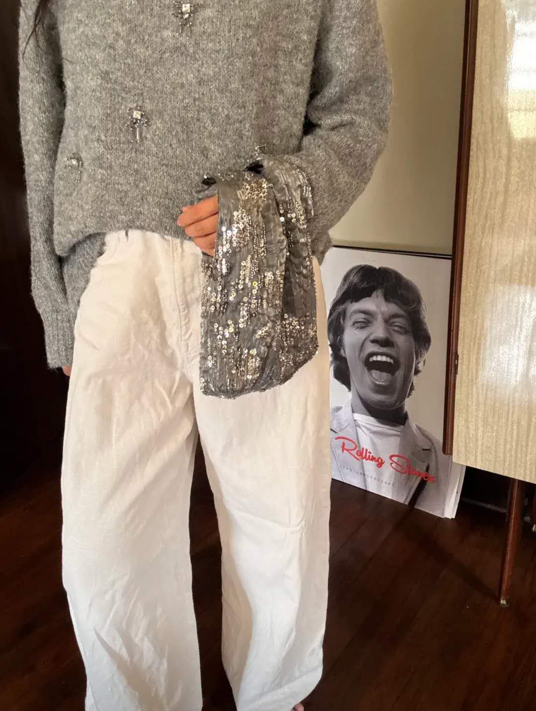 【029】Silver Sequin Beaded Evening Bag – Handmade Clutch purse Party bag