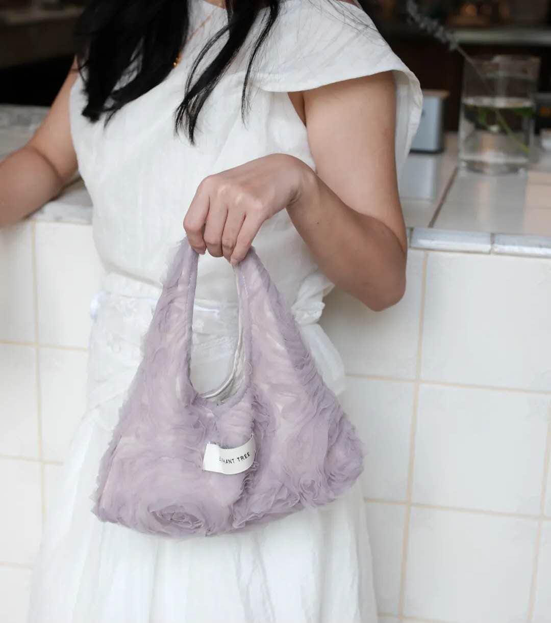 【043】Mauve Rose Tulle Handbag – Romantic Wristlet