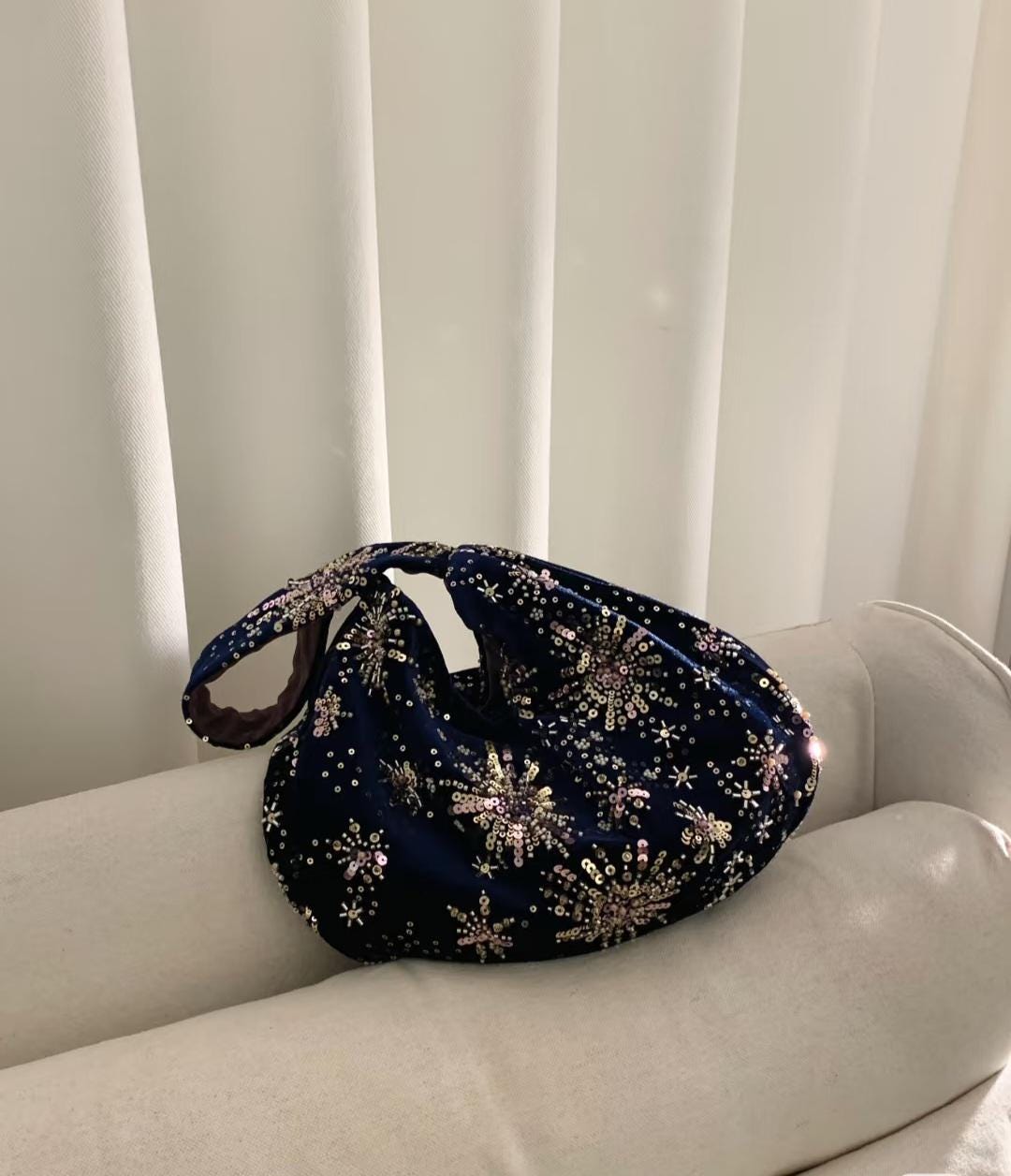 Velvet Blue Handmade Shoulder bag Banquet Bag Party Bag Wedding Bag| Dusty Rose