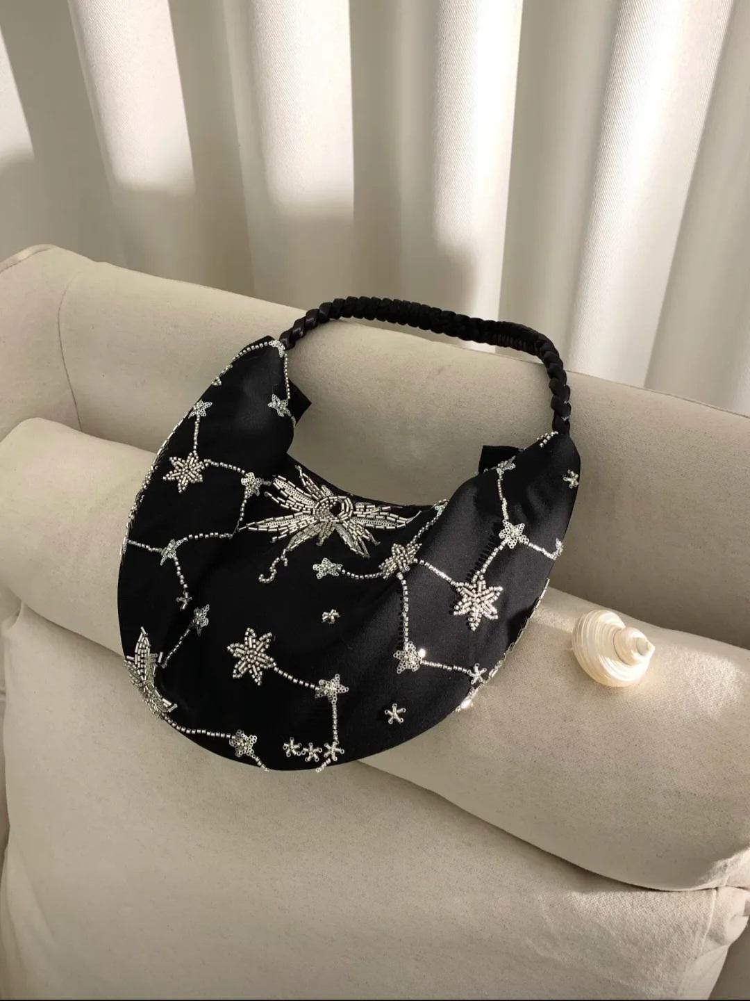 【003】Constellation Crescent Beaded Shoulder Bag