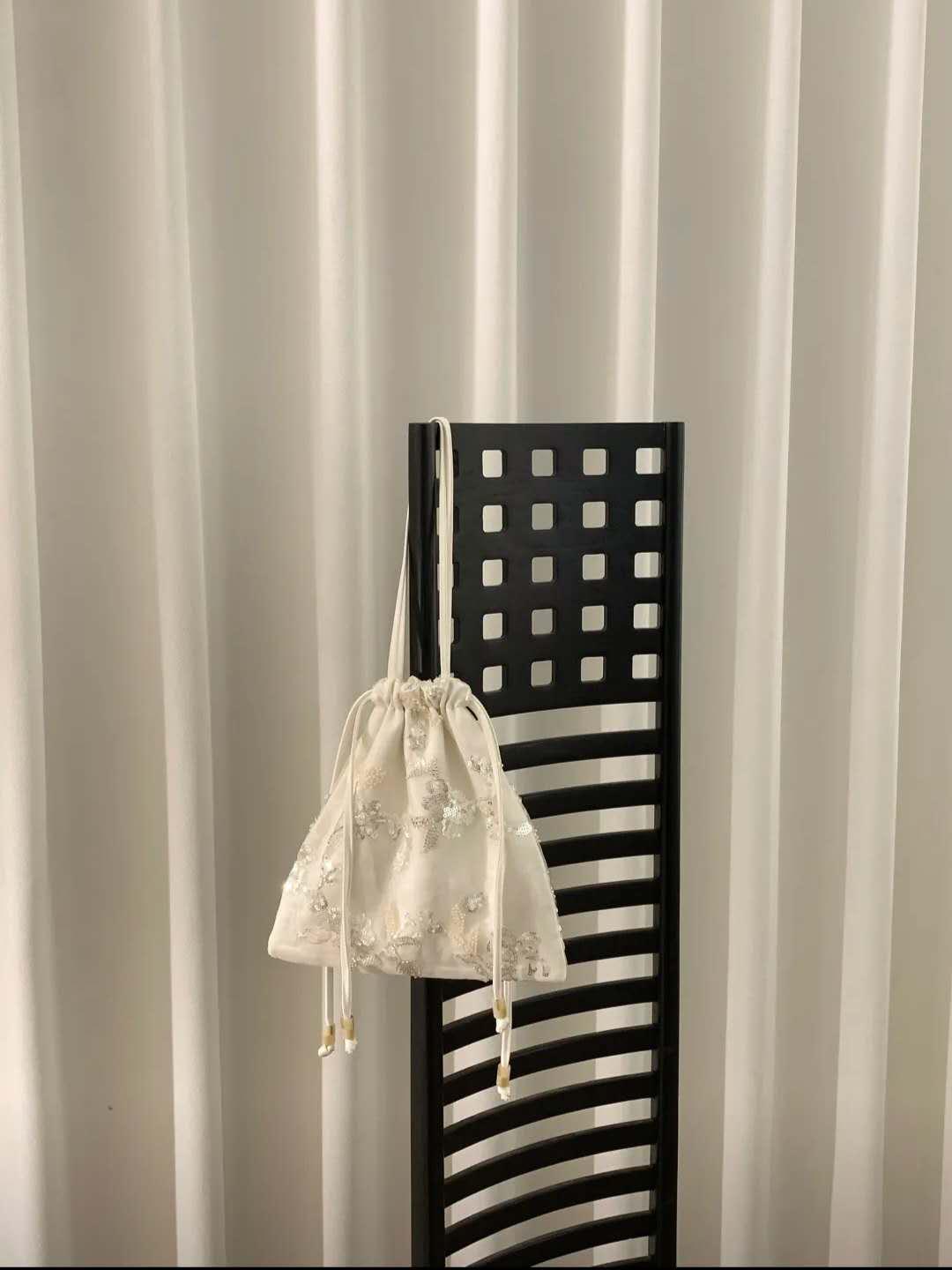【031】Cloud Beaded Organza Drawstring Handbag – Fairy Mini Top Handle Bag Sequin Beaded Bag - Spring Summer Gift