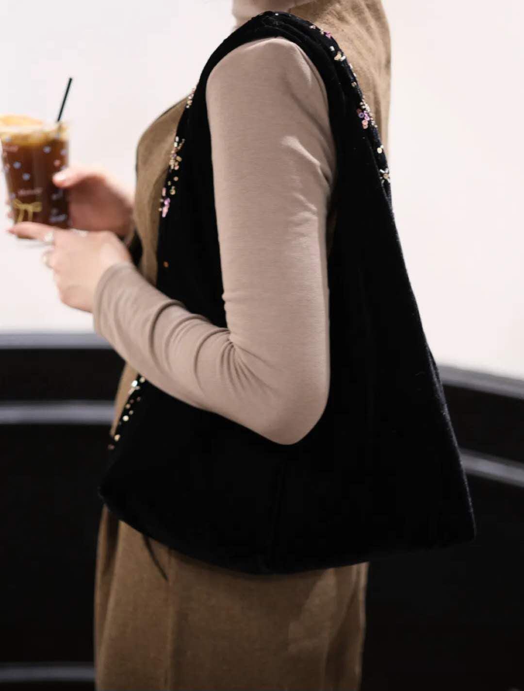 【012】Firework Velvet Beaded Hobo Bag – Shoulder Bag