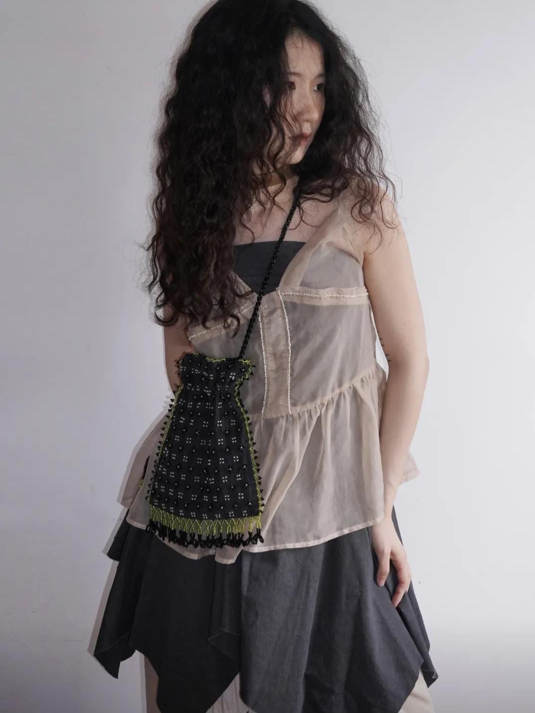 【028】Vintage-Inspired Hand-Beaded Crossbody & Handbag