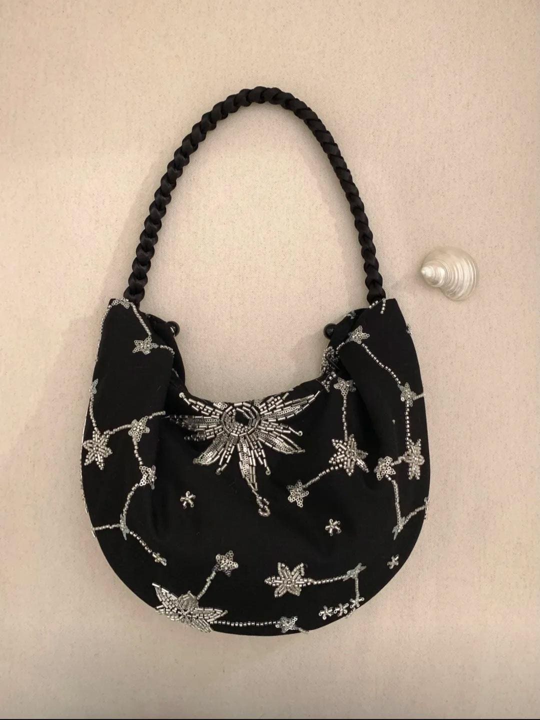 【003】Constellation Crescent Beaded Shoulder Bag