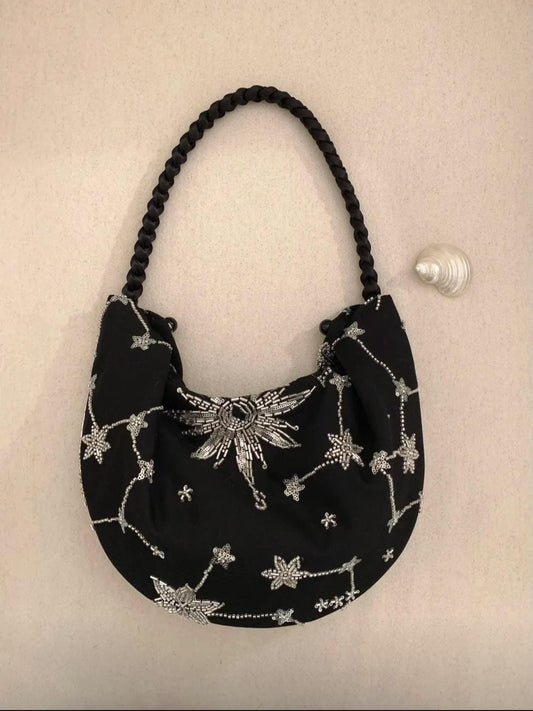 【003】Constellation Crescent Beaded Shoulder Bag