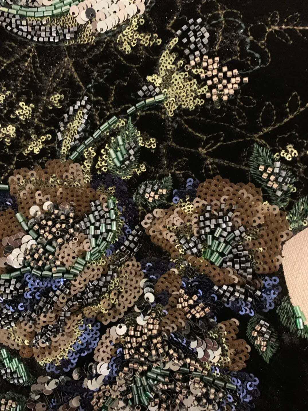 【001】Limited Edition – Floral Sequin Embroidered Velvet Handbag -CHECK SIZE ATTACHED