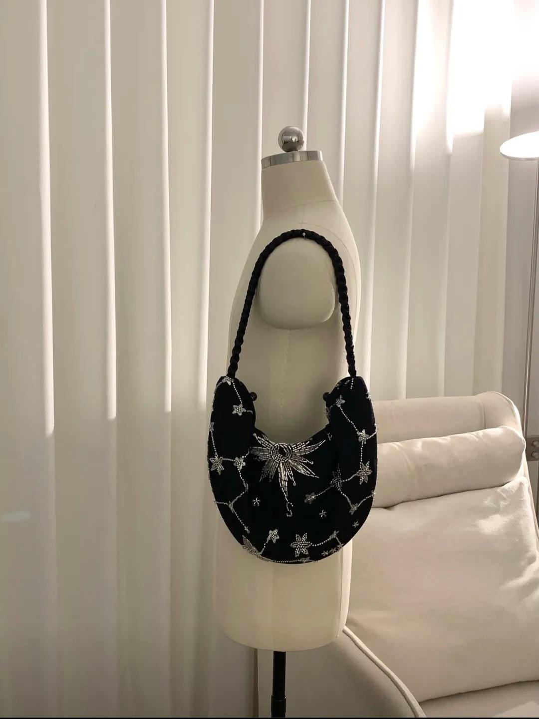 【003】Constellation Crescent Beaded Shoulder Bag
