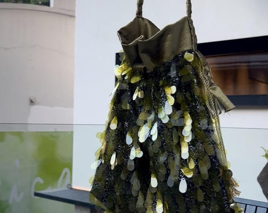 Handmade Olive Green Sequin Bag